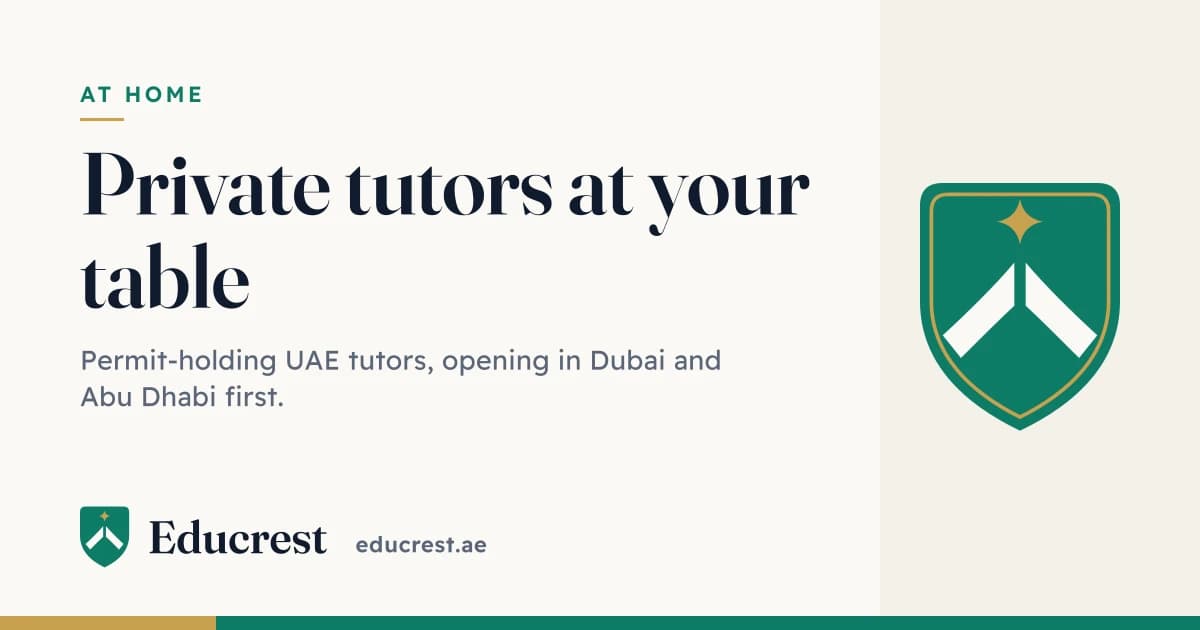 Educrest crest beside the words: private tutors at your table
